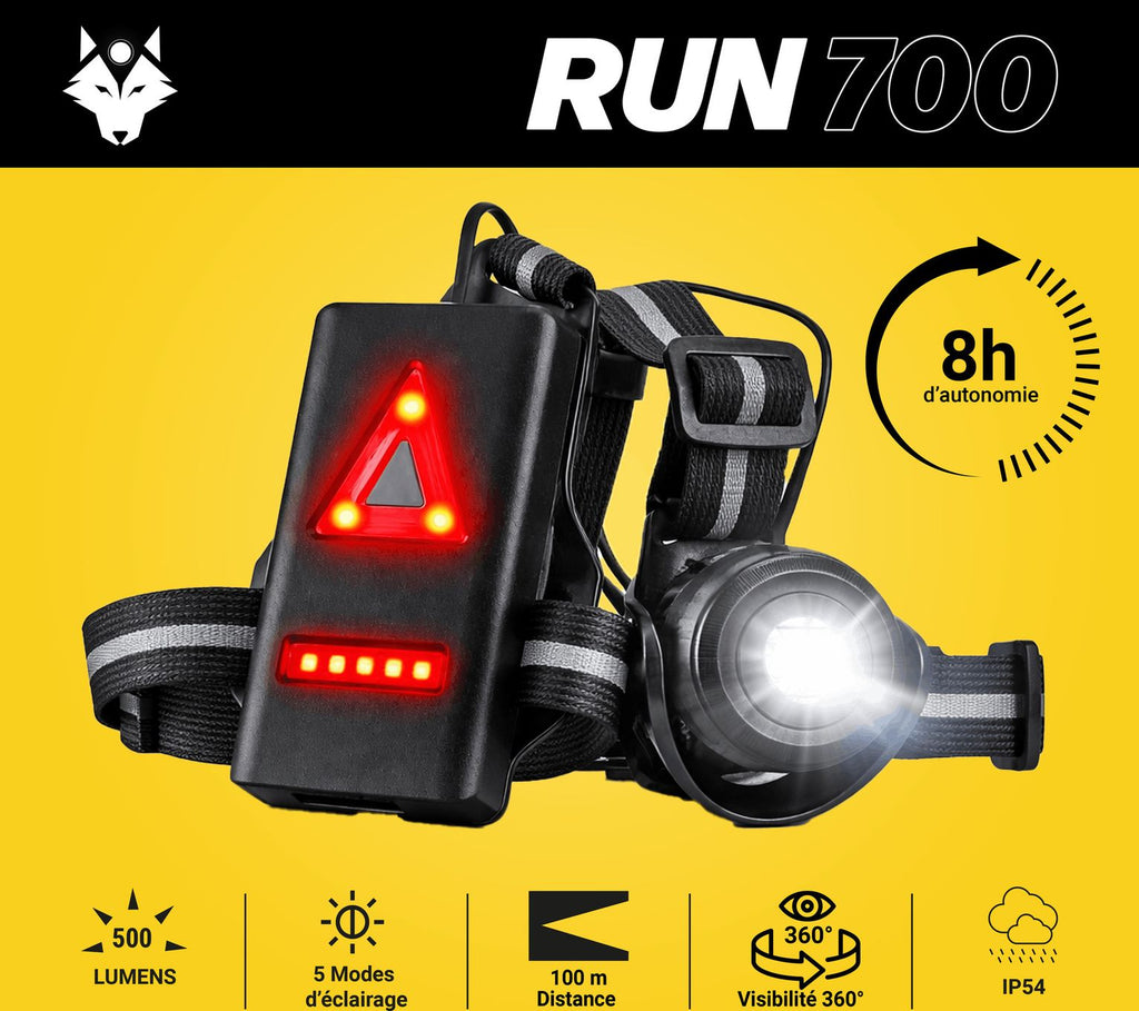 Eclairage torse et dos RUN-700 - Gilet de sécurité rechargeable