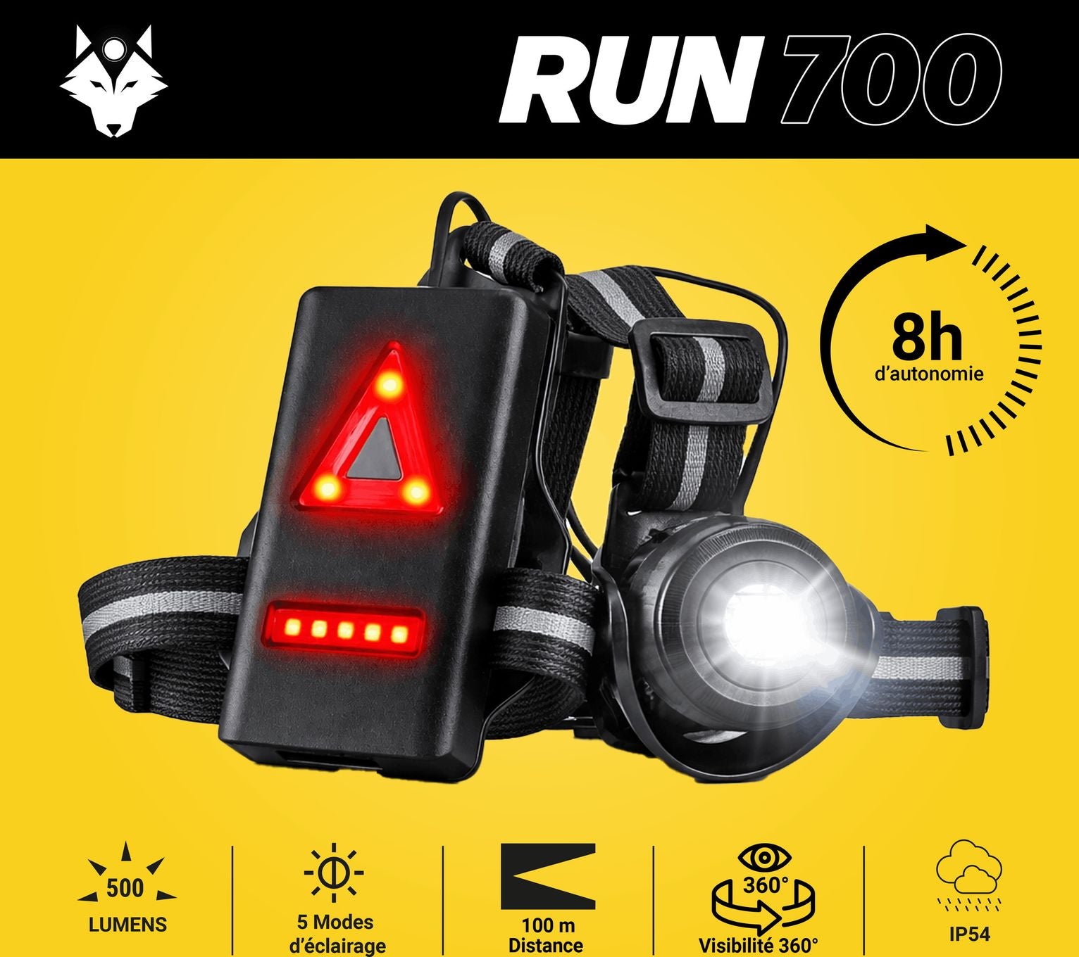 Eclairage torse et dos RUN-700 - Gilet de sécurité rechargeable