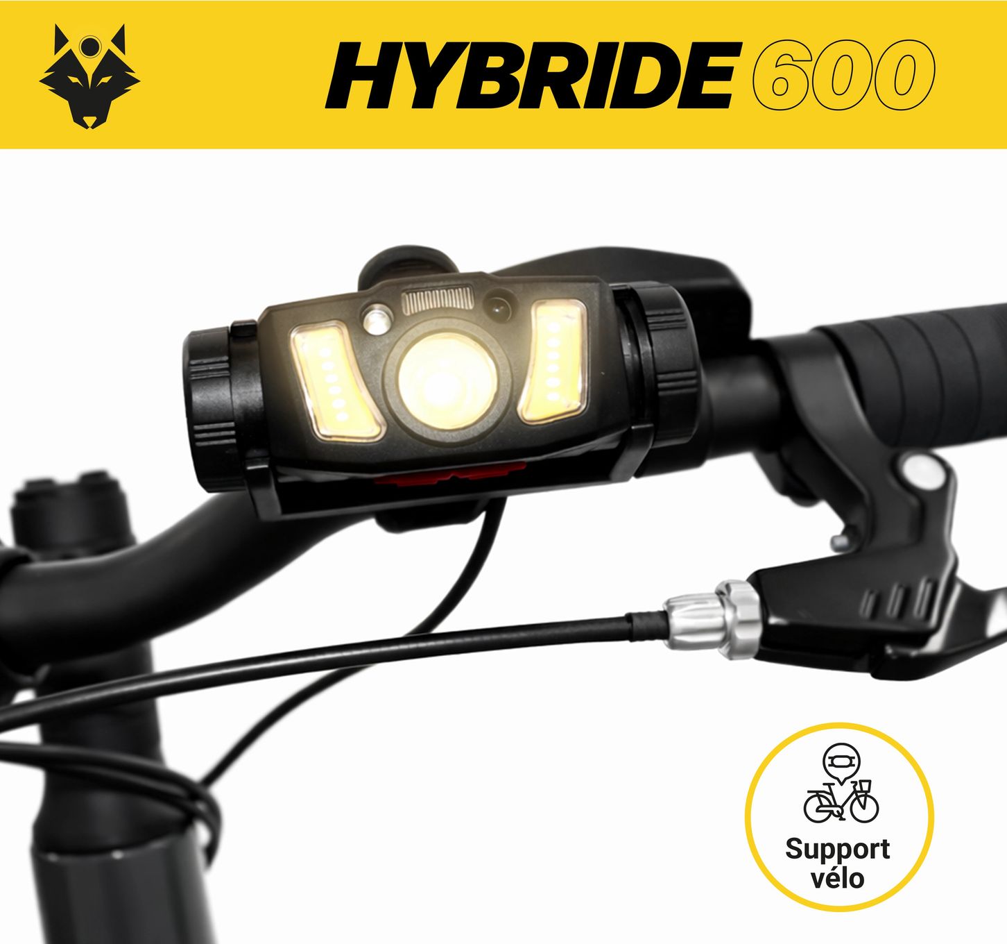 Lampe frontale 2 en 1  vélo HYBRIDE600 - Rechargeable / 300 lumens