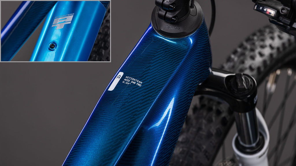 VTT Électrique Enfant Cube Acid 240 Hybrid Rookie Pro 400X Shimano 9V 400 Wh Bosch 55 Nm 24'' Bleu Actionteam 2026 8 - 11 ans
