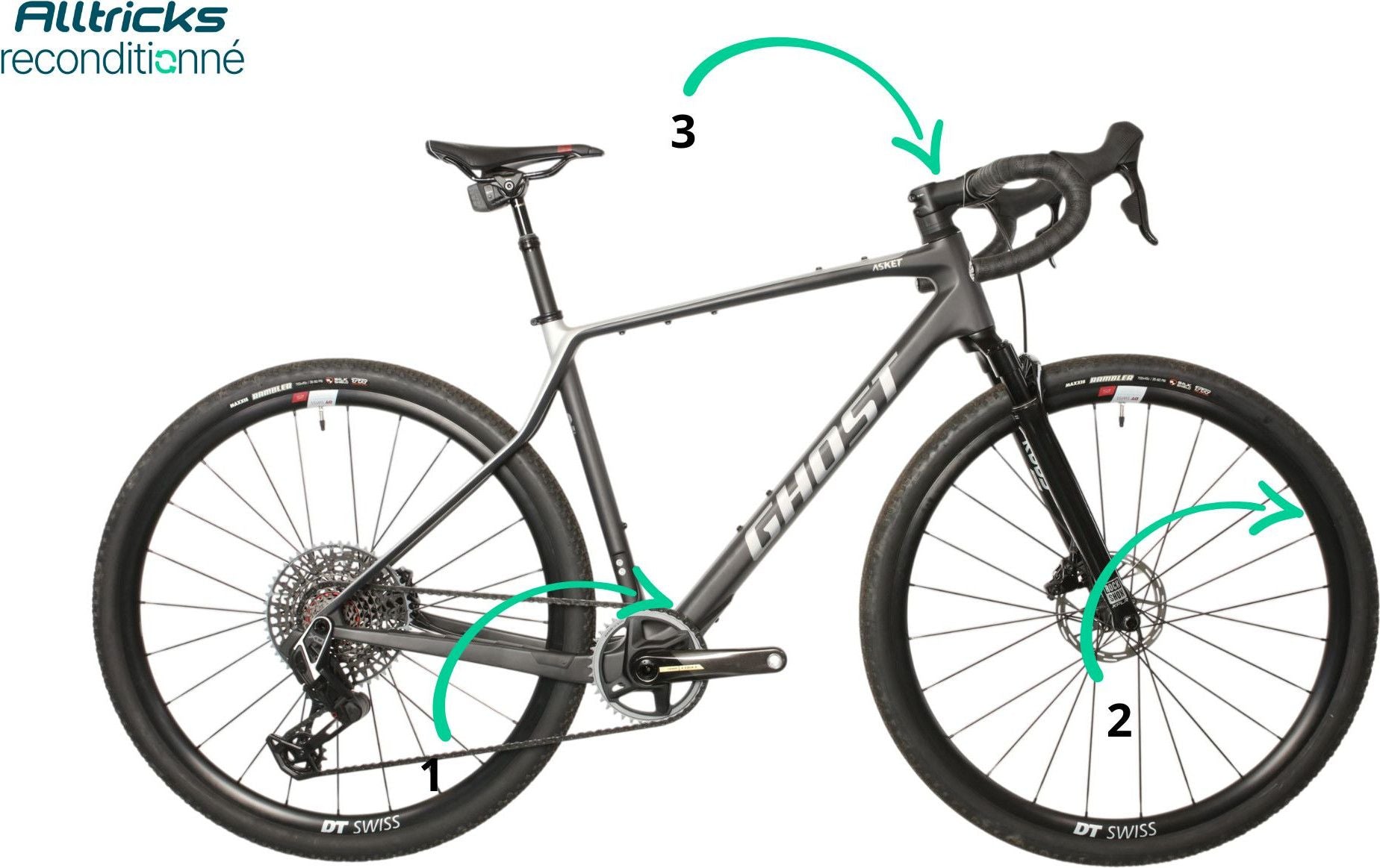 Vélo Gravel Ghost ASKET 30 CF  Sram XO Eagle AXS 12V T.M / 169-178 cm - Produit Reconditionné