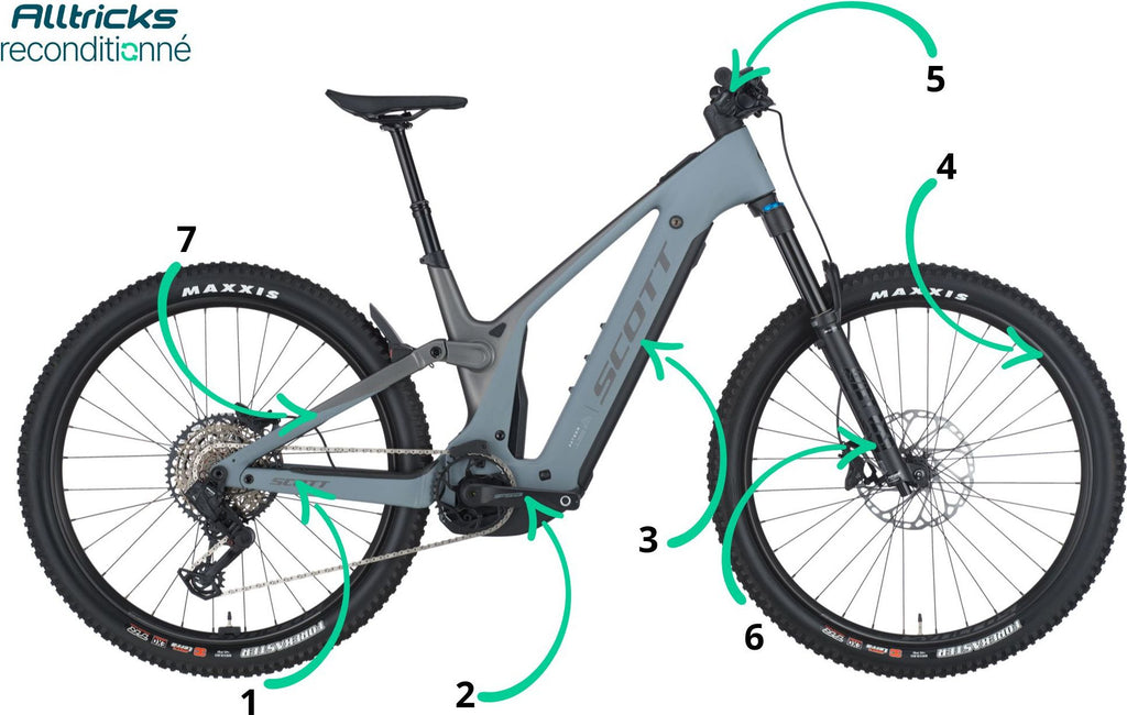 VTT Électrique Tout-Suspendu Scott Patron eRide 910 Sram 12V 800Wh Bosch 100 Nm 29'' Gris/Bleu 2025 T.L 179/189cm - Produit Reconditionné