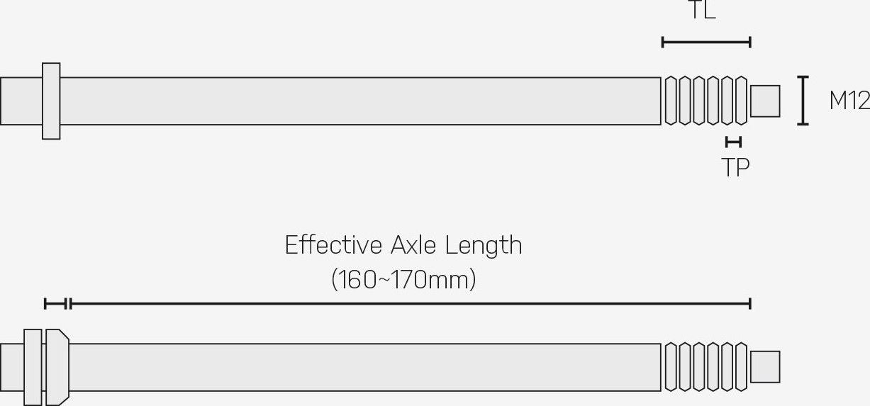 Axe Traversant Topeak Zi Rak Series M12xPitch 1.75 mm Noir