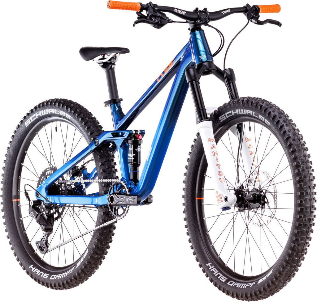 VTT Tout-Suspendu Enfant Cube Stereo 240 One Shimano 9V 24'' Bleu Actionteam 7 - 10 ans