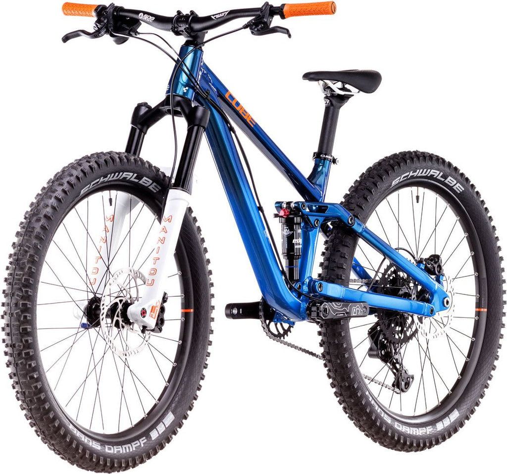 VTT Tout-Suspendu Enfant Cube Stereo 240 One Shimano 9V 24'' Bleu Actionteam 7 - 10 ans