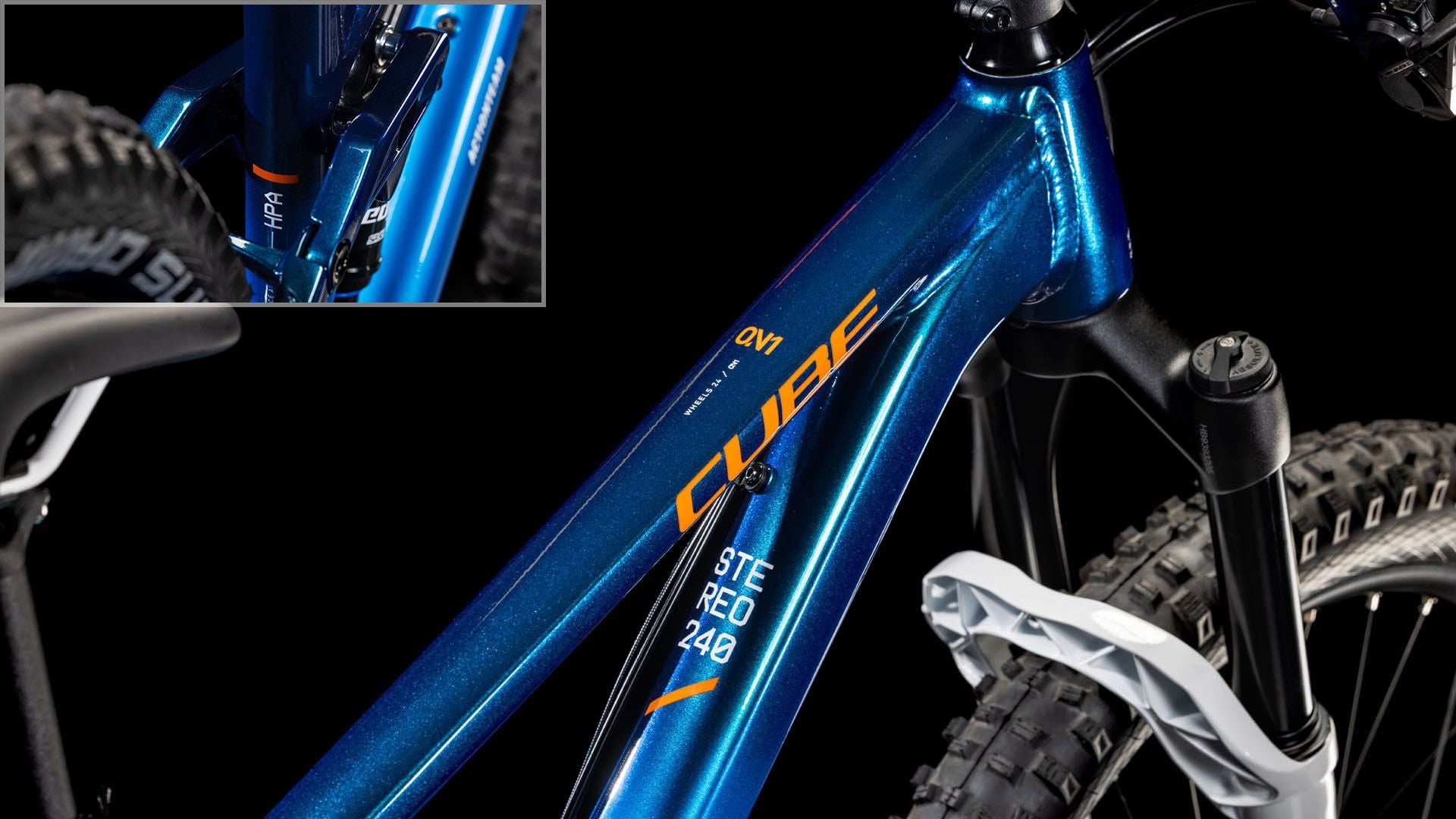 VTT Tout-Suspendu Enfant Cube Stereo 240 One Shimano 9V 24'' Bleu Actionteam 7 - 10 ans