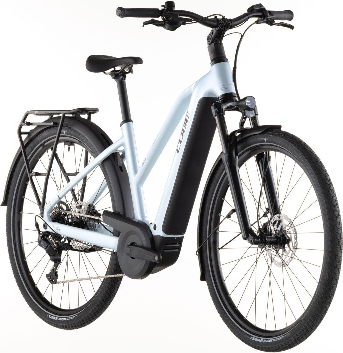 VTC Électrique Cube Touring Hybrid One 600 Trapeze Shimano Cues 9V 600 Wh 700 mm Bleu Glacier 2026
