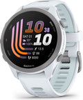 Montre GPS Garmin Forerunner 170 Music Blanc avec Bracelet en Silicone Blanc/Bleu Ciel