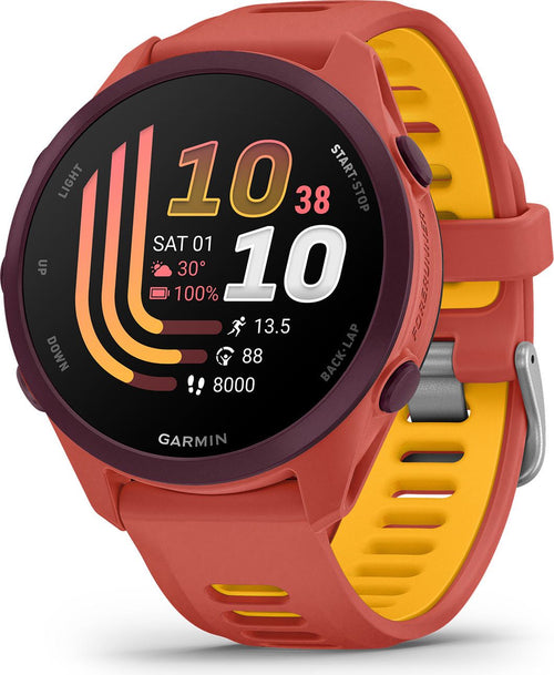 Montre GPS Garmin Forerunner 170 Music Rouge Rose avec Bracelet en Silicone Rouge Rose/Orange