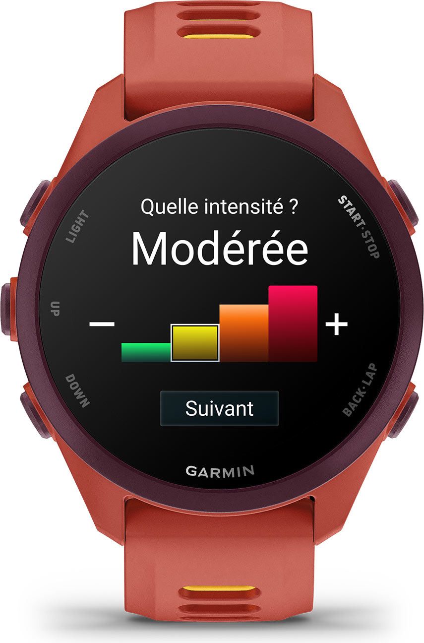 Montre GPS Garmin Forerunner 170 Music Rouge Rose avec Bracelet en Silicone Rouge Rose/Orange