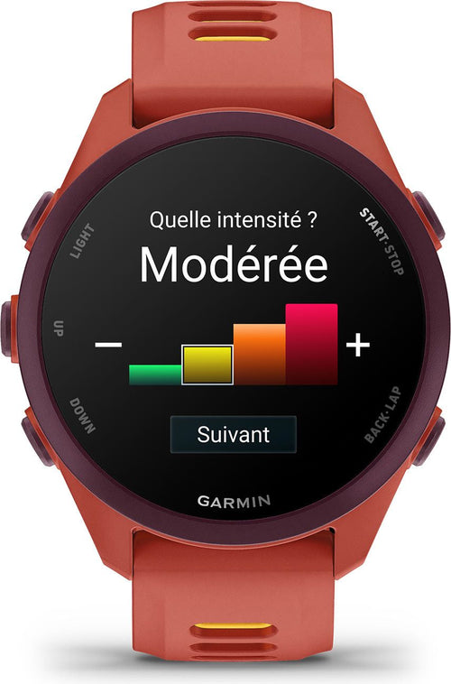 Montre GPS Garmin Forerunner 170 Music Rouge Rose avec Bracelet en Silicone Rouge Rose/Orange