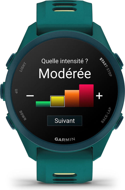 Montre GPS Garmin Forerunner 170 Music Vert Canard avec Bracelet en Silicone Vert Canard/Citron