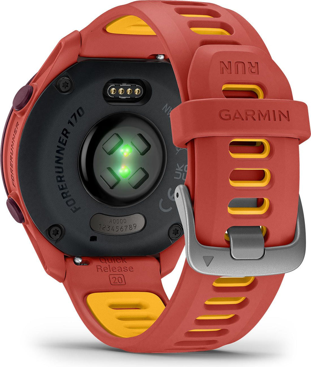 Montre GPS Garmin Forerunner 170 Music Rouge Rose avec Bracelet en Silicone Rouge Rose/Orange
