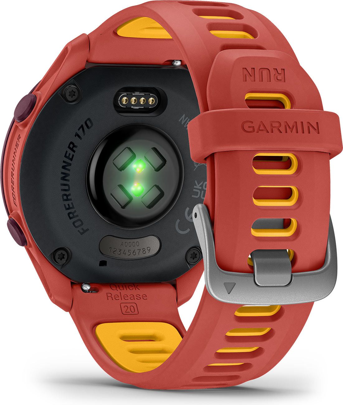 Montre GPS Garmin Forerunner 170 Music Rouge Rose avec Bracelet en Silicone Rouge Rose/Orange