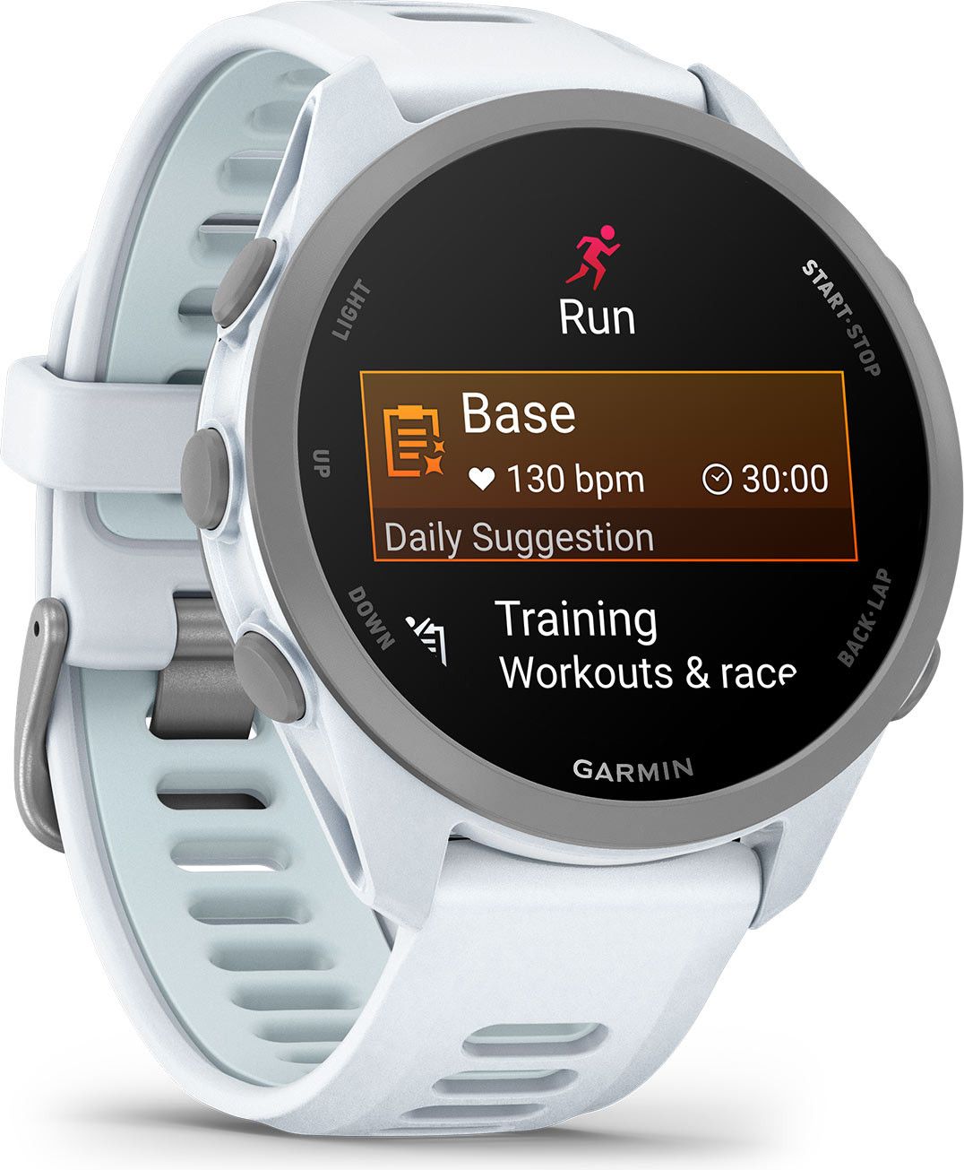 Montre GPS Garmin Forerunner 170 Blanc avec Bracelet en Silicone Blanc/Bleu Ciel