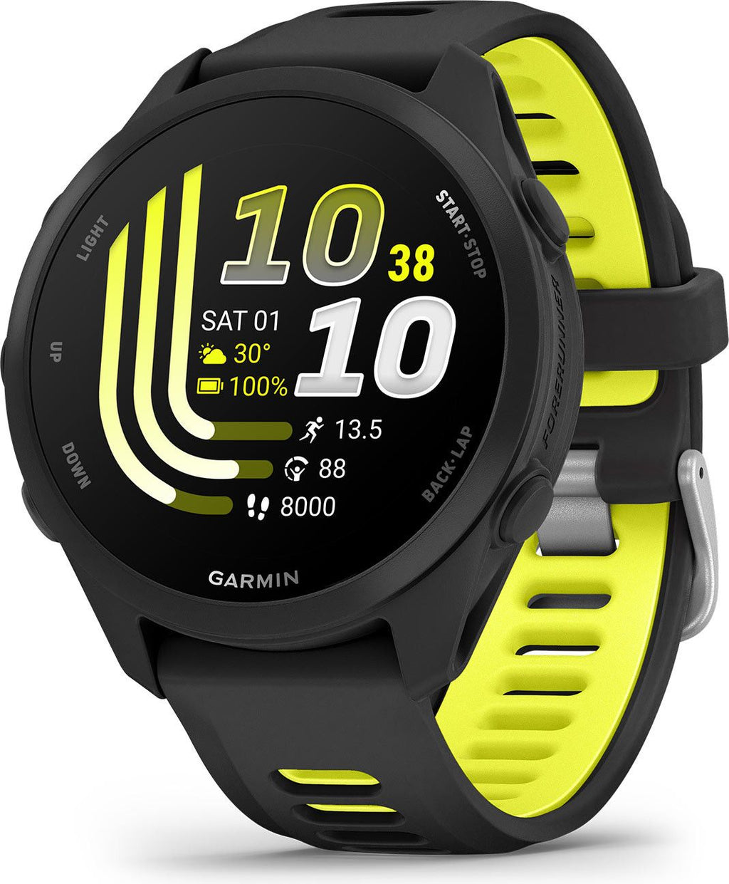 Montre GPS Garmin Forerunner 170 Noir avec Bracelet en Silicone Noir/Jaune