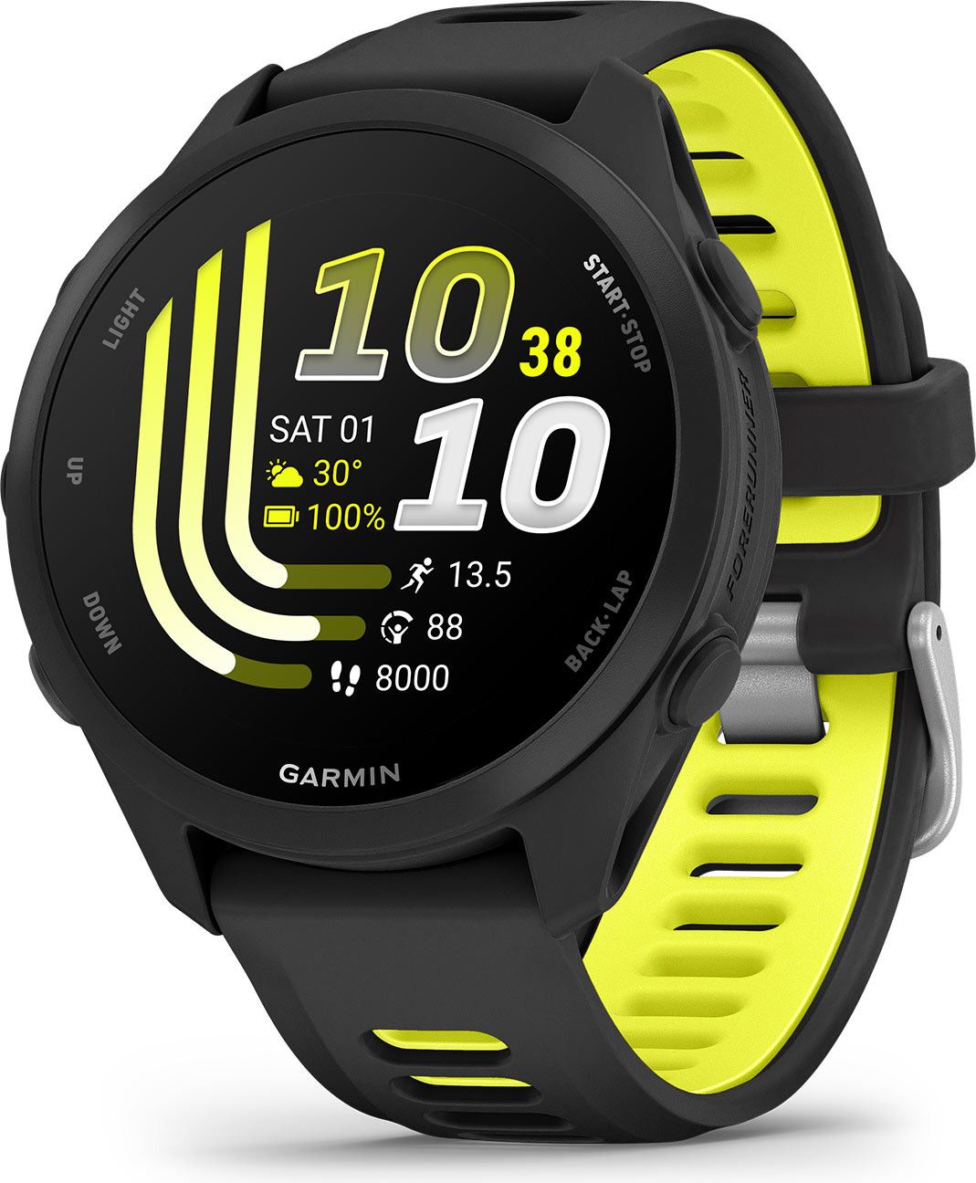 Montre GPS Garmin Forerunner 170 Noir avec Bracelet en Silicone Noir/Jaune