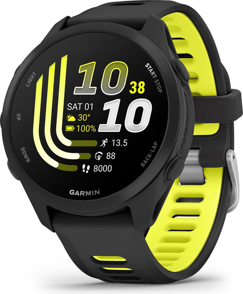 Montre GPS Garmin Forerunner 170 Noir avec Bracelet en Silicone Noir/Jaune