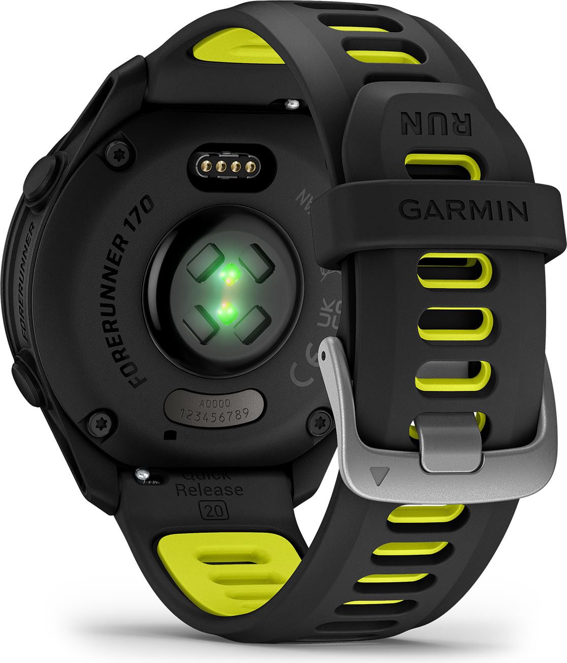Montre GPS Garmin Forerunner 170 Noir avec Bracelet en Silicone Noir/Jaune