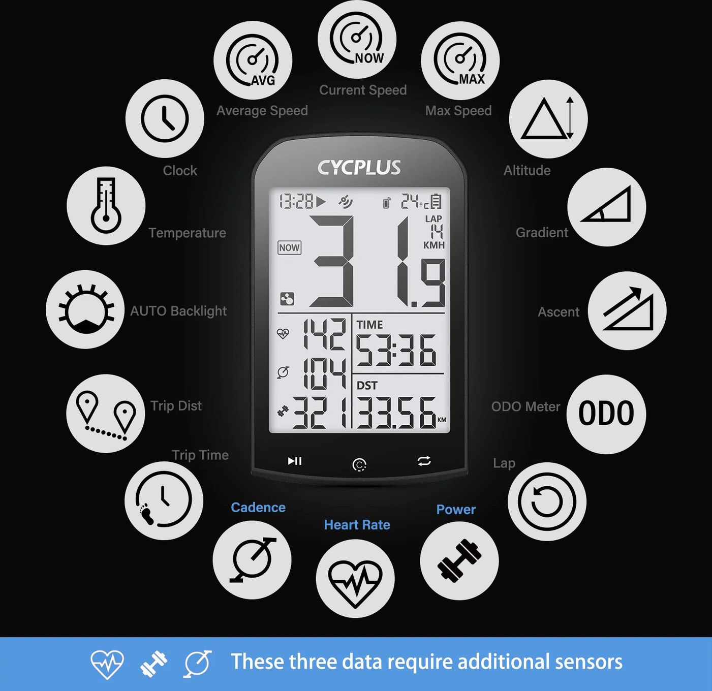 CYCPLUS compteur GPS M1 sans fil