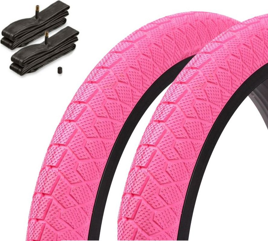 2x pneus BMX KENDA 20 pouces x 1,95 pouces rose + chambre à air AV