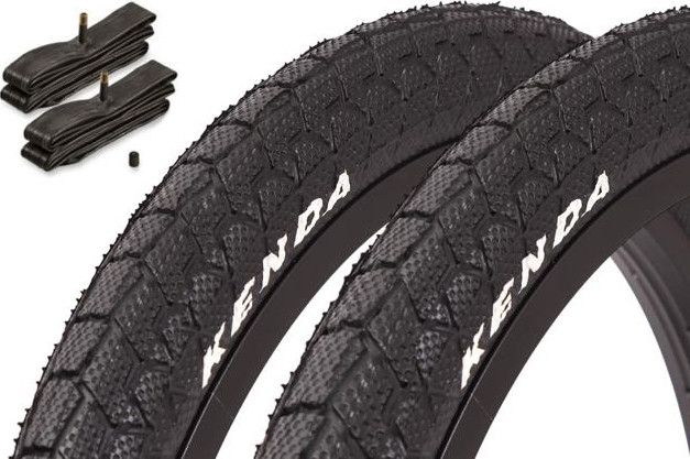 2x pneus BMX KENDA 20 pouces x 1,95 pouces noir + chambre à air AV