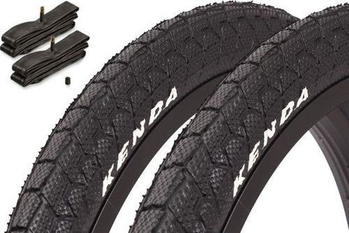 2x pneus BMX KENDA 20 pouces x 1,95 pouces noir + chambre à air AV