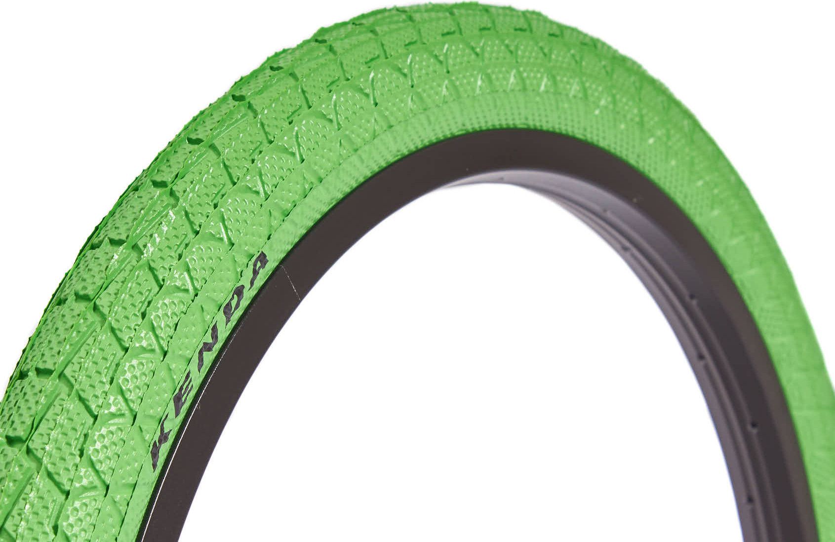 Jeu de pneus BMX KENDA 20 pouces x 1,95 pouces vert + chambre à air avant