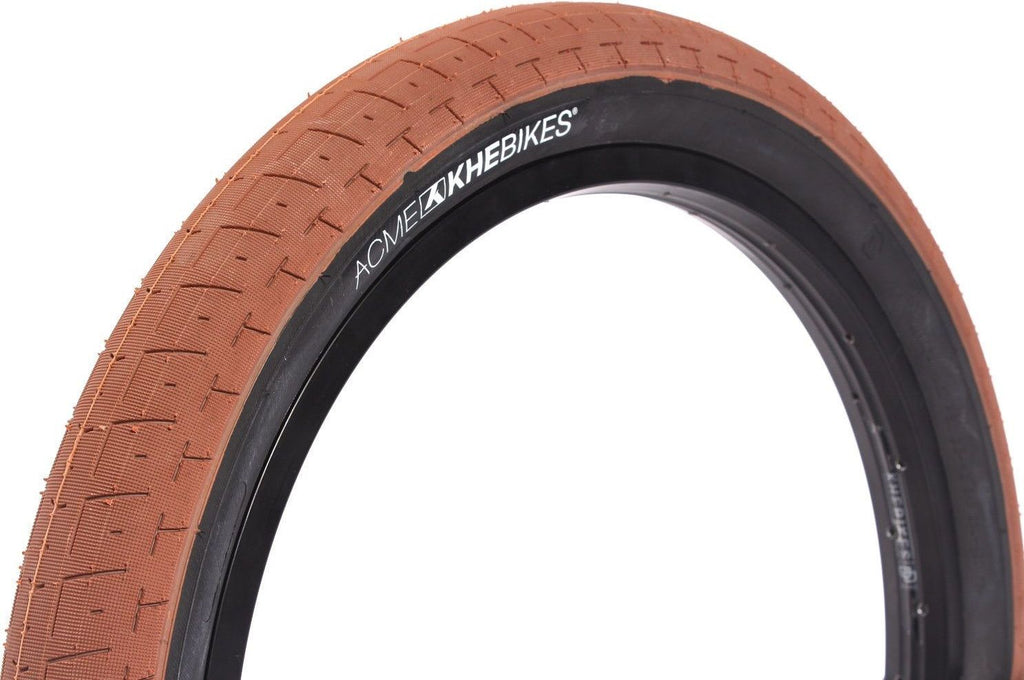 Set de pneus BMX ACME 20 pouces x 2,40 pouces marron + chambre à air AV KHE