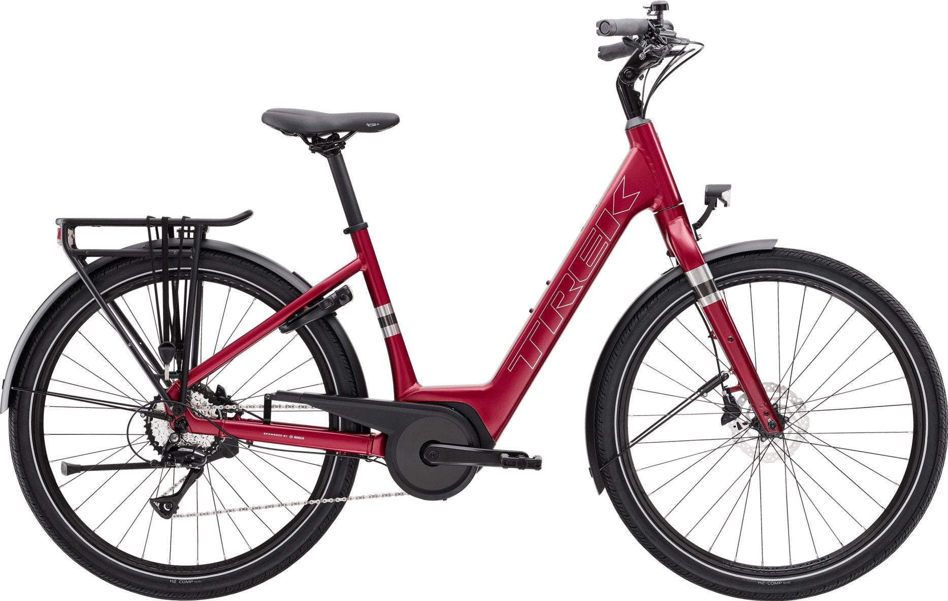 Vélo de Ville Électrique Trek Verve+ 1 Lowstep 400Wh Shimano Acera 8V Rouge T.M 165/175cm - Produit Reconditionné
