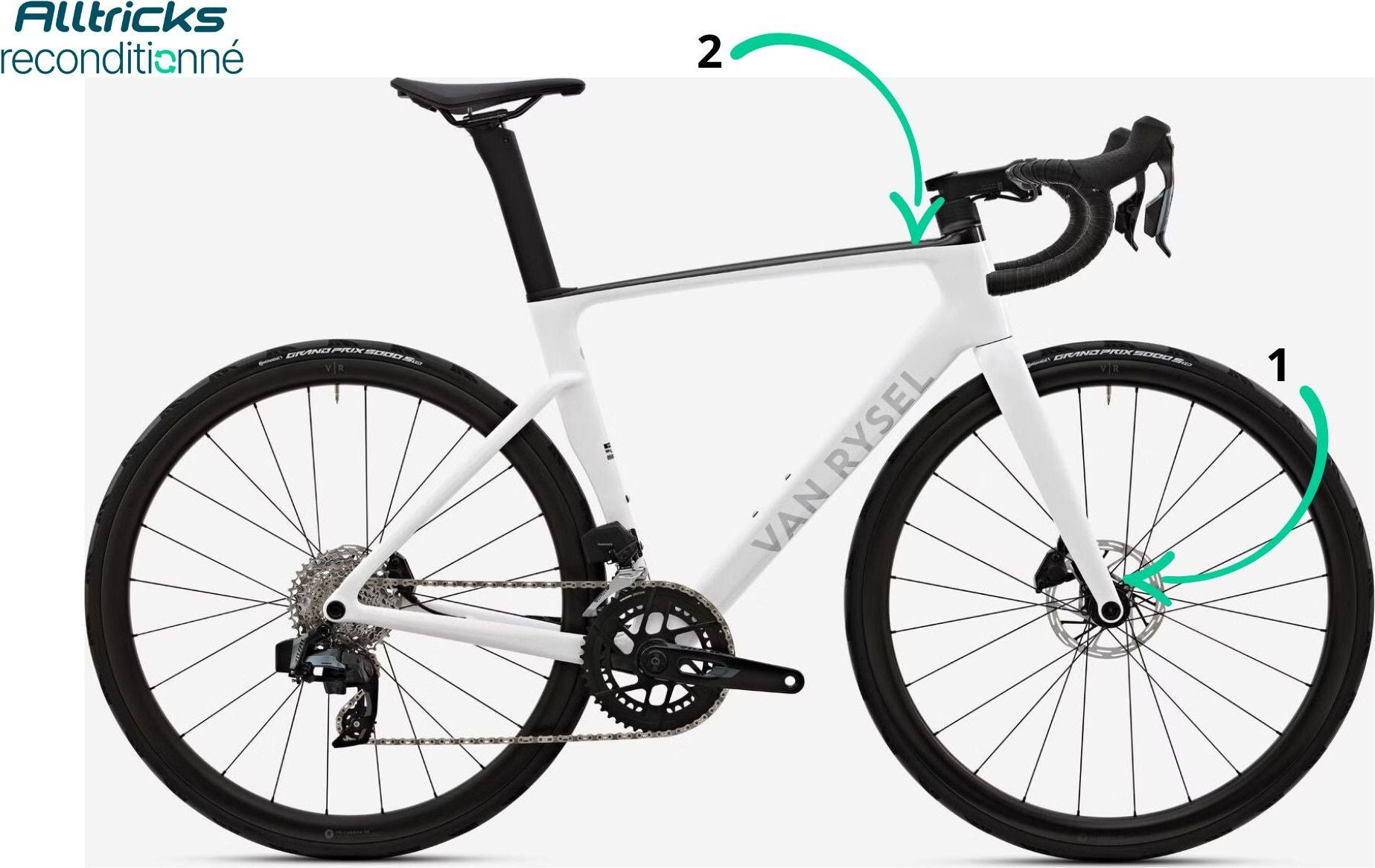 Vélo de Route Van Rysel RCR Sram Rival AXS 12V 700mm Blanc T.XL 186/196cm - Produit Reconditionné