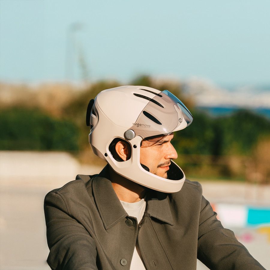 Virgo Integral Mips Beige - Casque Intégral Urbain avec visière et phare arrière