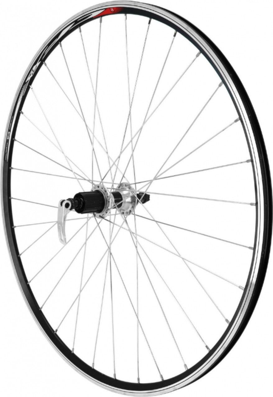 Roue route 700 elan arriere cfx noir moyeu Velox noir cassette 11 à 8v.